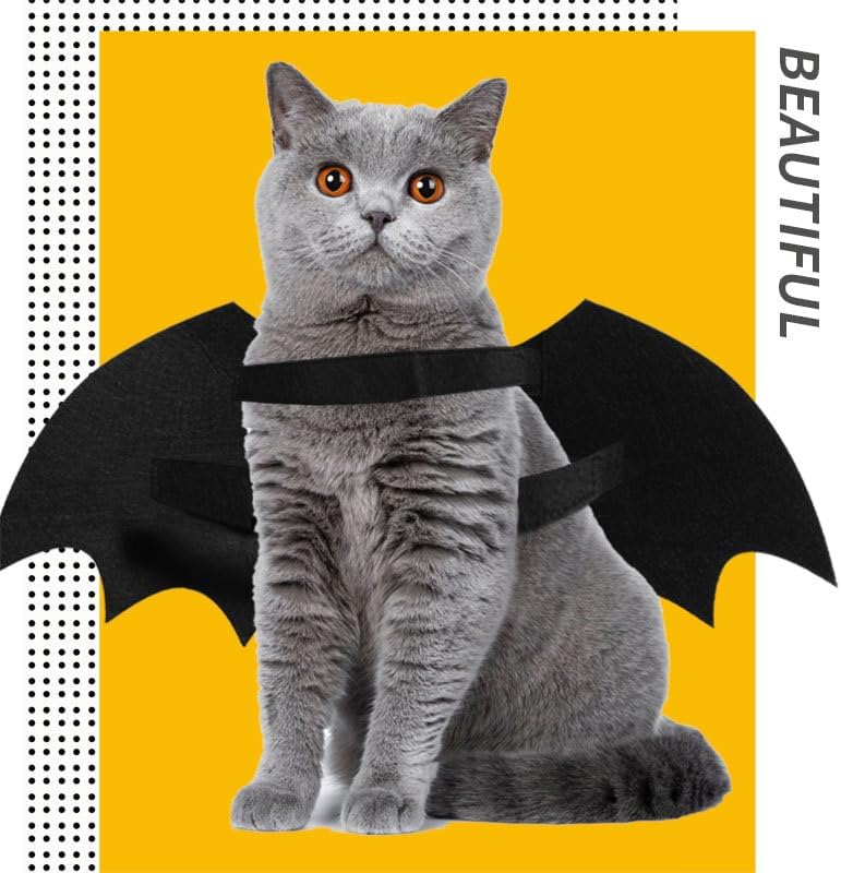 ZIRURUTON Disfraz de Halloween para perro, disfraz genial para mascota, alas de murciélago luminosas, disfraz de cosplay para fiesta temática de