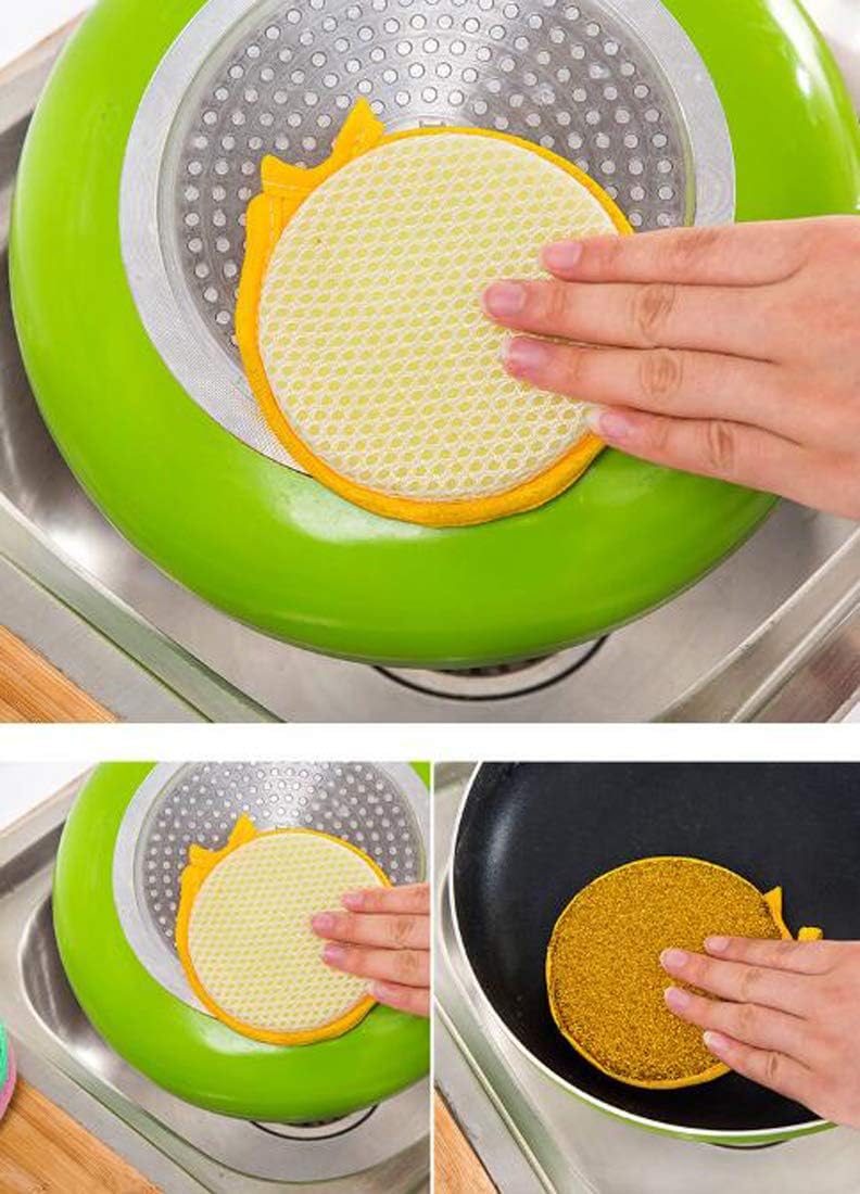 10 unidades de forma redonda de doble cara metálica esponja esponja limpiador de platos bolas de limpieza