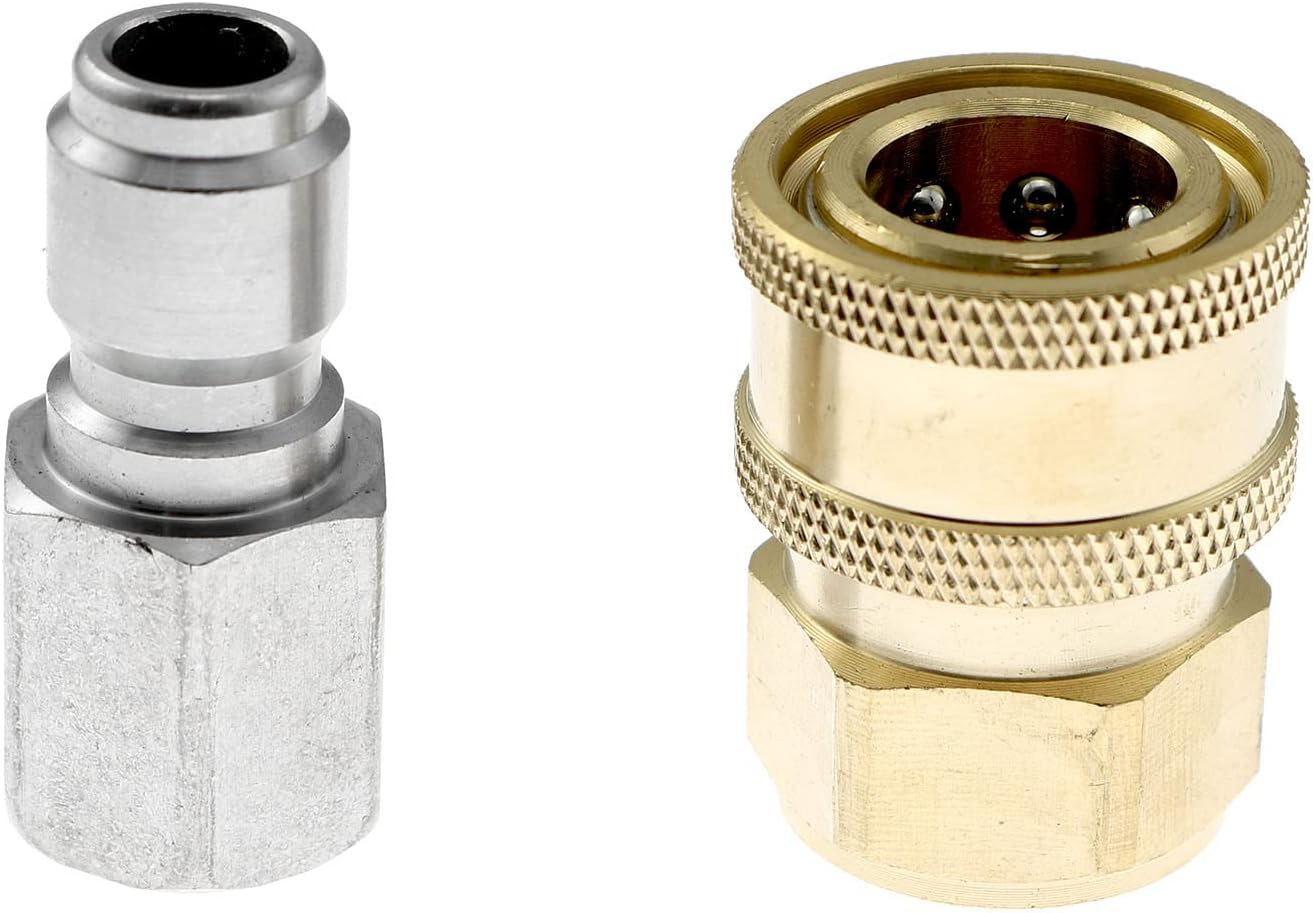 DZS Elec Adaptador para lavadora a presión, 2 unidades, 38 pulgadas, NPT de acero inoxidable, macho y hembra, kit de conector rápido 5000 PSI