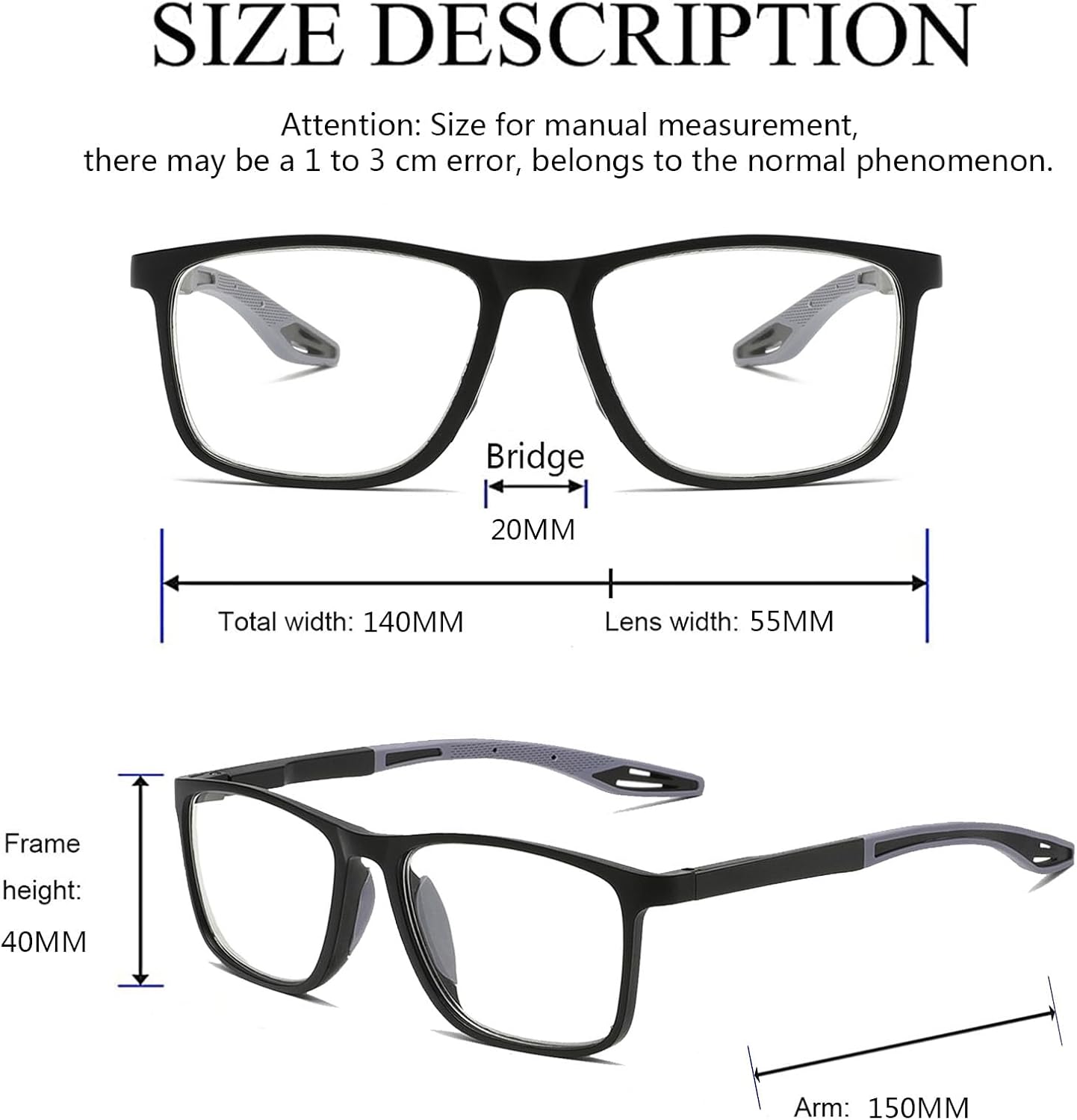 Hubeye 5 pares TR90 de gafas de lectura deportivas para hombres y mujeres ultraligeros flexibles anti-luz azul lectores +3.5