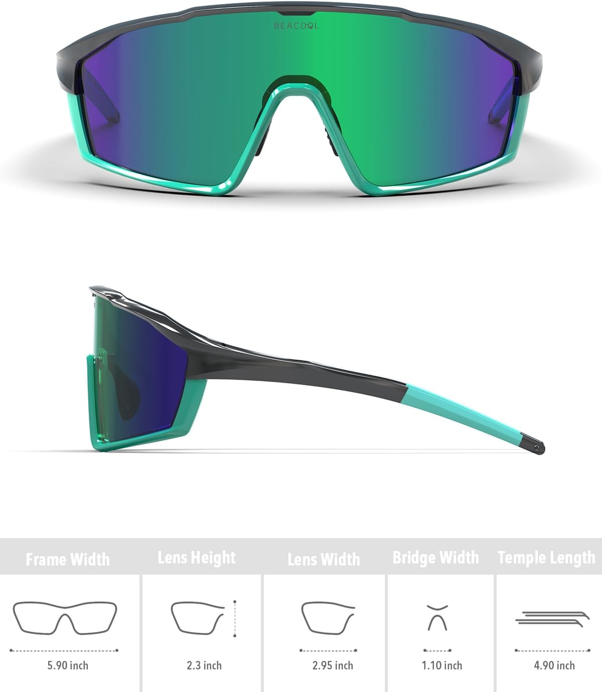 BEACOOL Polarized Sports Cycling Glasses Men Women UV400 Baseball Sunglasses TR90 Frame for Fishing Running Golf Softball