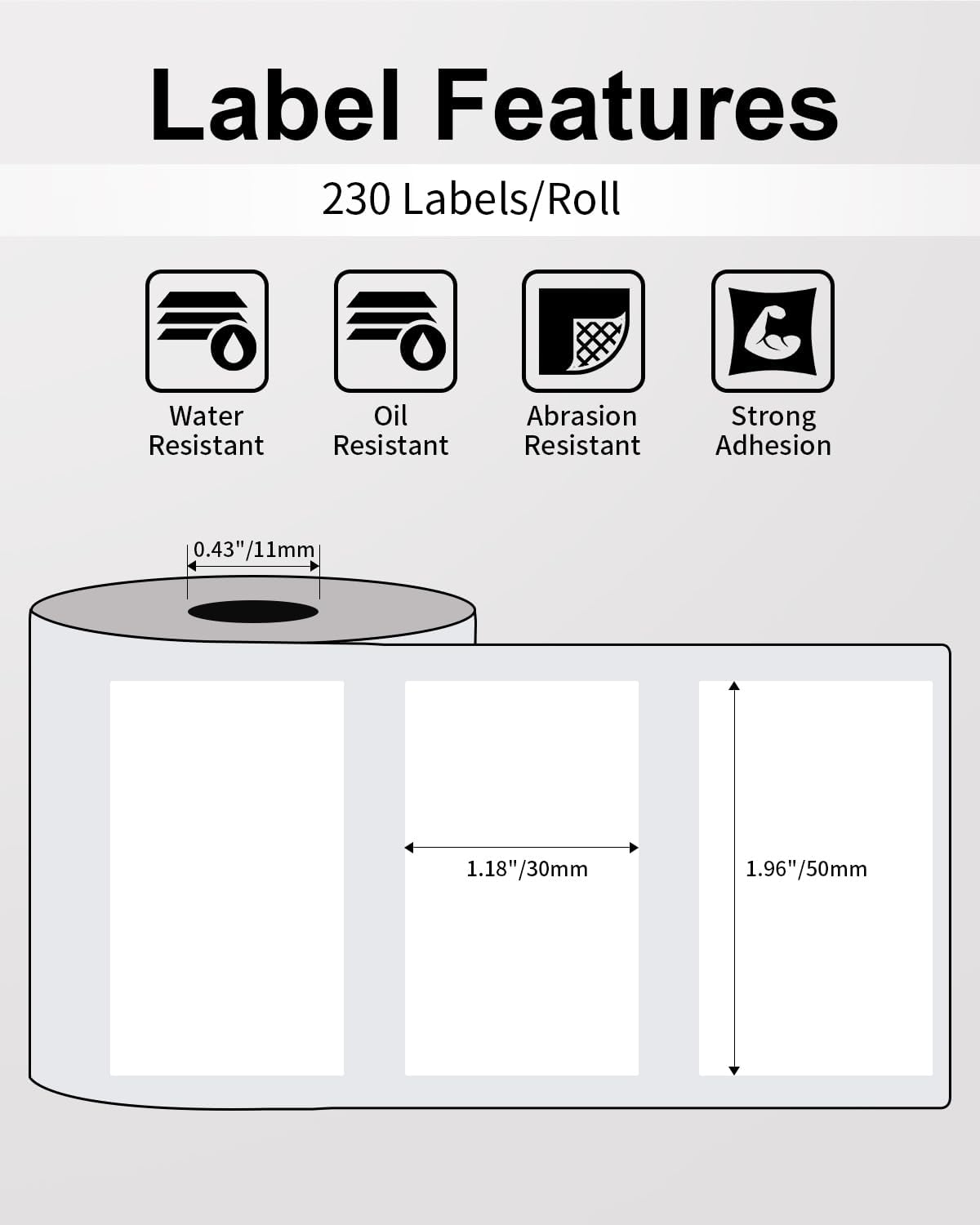 Phomemo 9 rollos de etiquetas, juego de papel térmico de etiquetas directas, etiquetas autoadhesivas fuertes de 1.96 x 1.18 pulgadas, etiquetas para