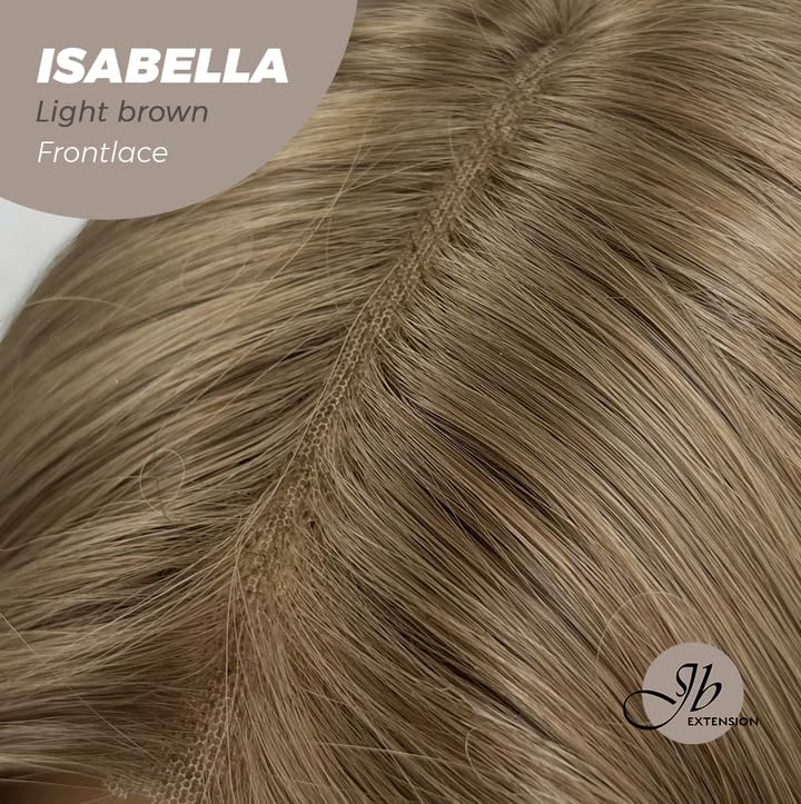 ISABELLA – Peluca de encaje frontal precortada con flequillo lateral, pelucas largas y rizadas para mujer, pelucas sintéticas naturales para uso