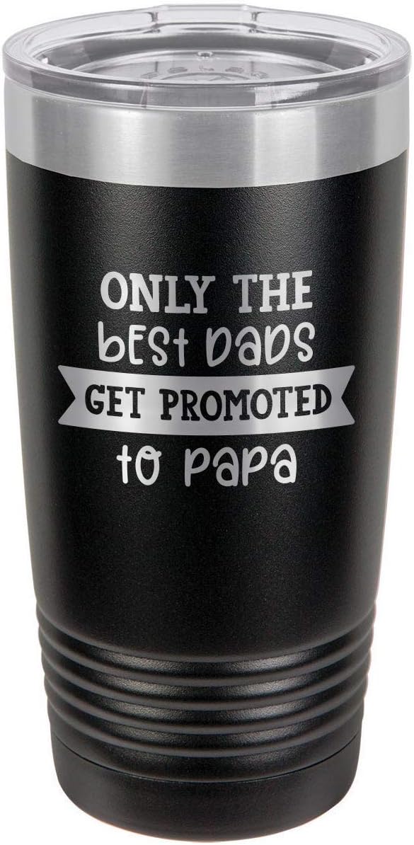 Solo los mejores papás negro 20 oz vaso de bebida con paja  Taza de viaje grabada con láser  Comparar con Yeti Rambler  Idea de regalo papá para el