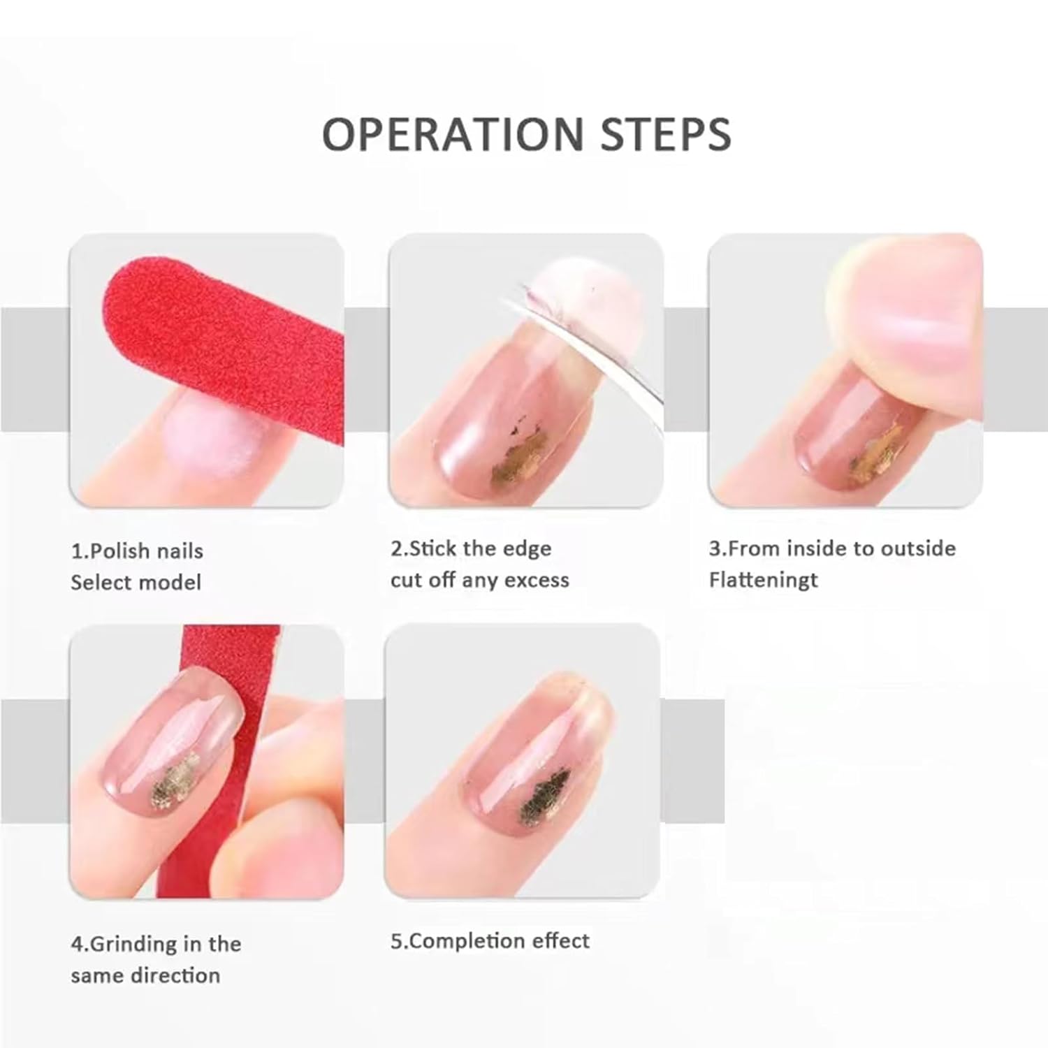 YOSOMK Calcomanías de uñas de gel para mujer, tiras de uñas francesas rosa y blanco, sin rayos UV, 16 envolturas de uñas con patrón de línea blanca,