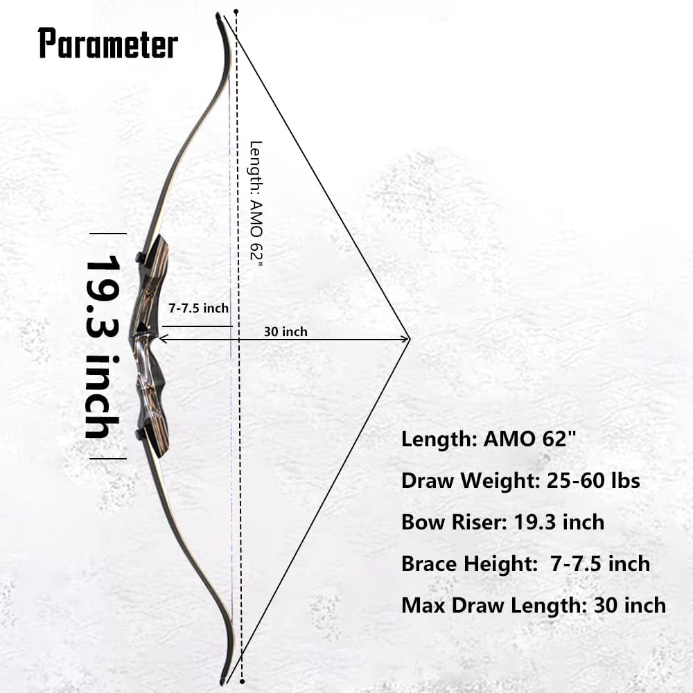 Recurve Bow for Adults and Beginners, Archery Bow Takedown Wooden Bow for Hunting and Target Shooting