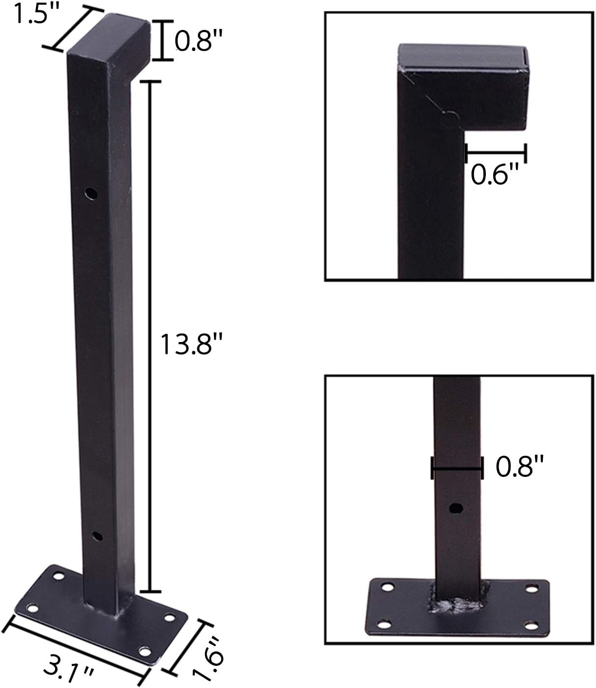 Soportes de estante de 14 pulgadas resistentes, soporte de estantes de metal negro con labio, soporte flotante industrial montado en la pared para