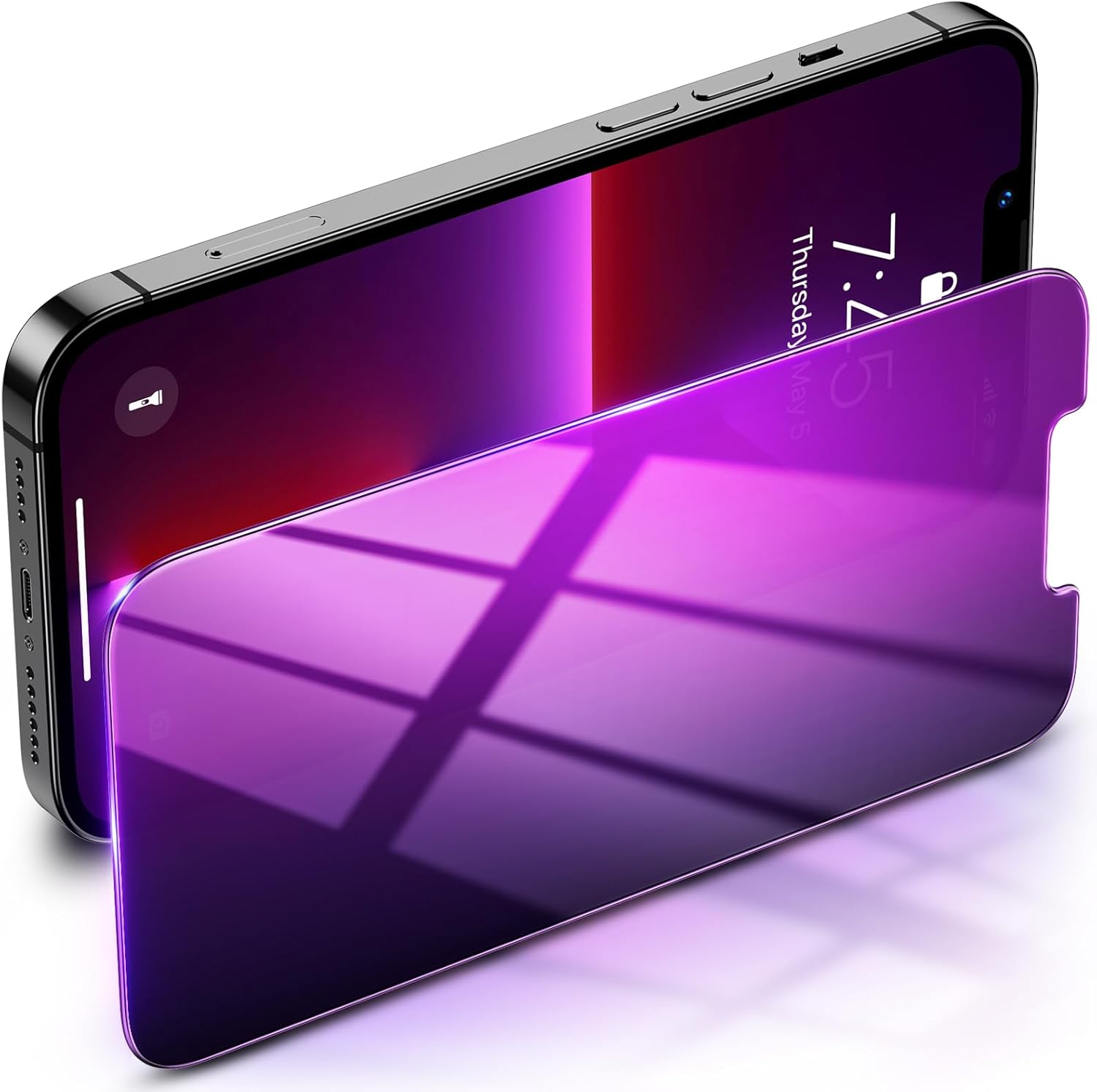 Uyiton Protector de pantalla de privacidad para iPhone 1313 Pro14, privacidad de 28 antiluz azul 9H+ cubierta de pantalla de vidrio templado
