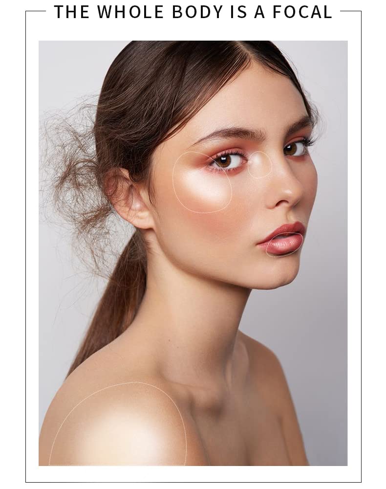 Ynzon Paleta de resaltadores faciales con purpurina brillante, paleta de contorno natural nude brillante, iluminador de maquillaje de alto brillo,
