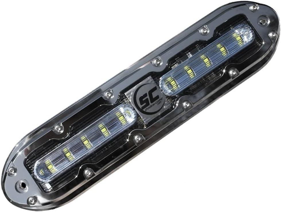 Luz subacuática LED SCM-10, azul Bimini, acero inoxidable 316 con cable de 20 pies