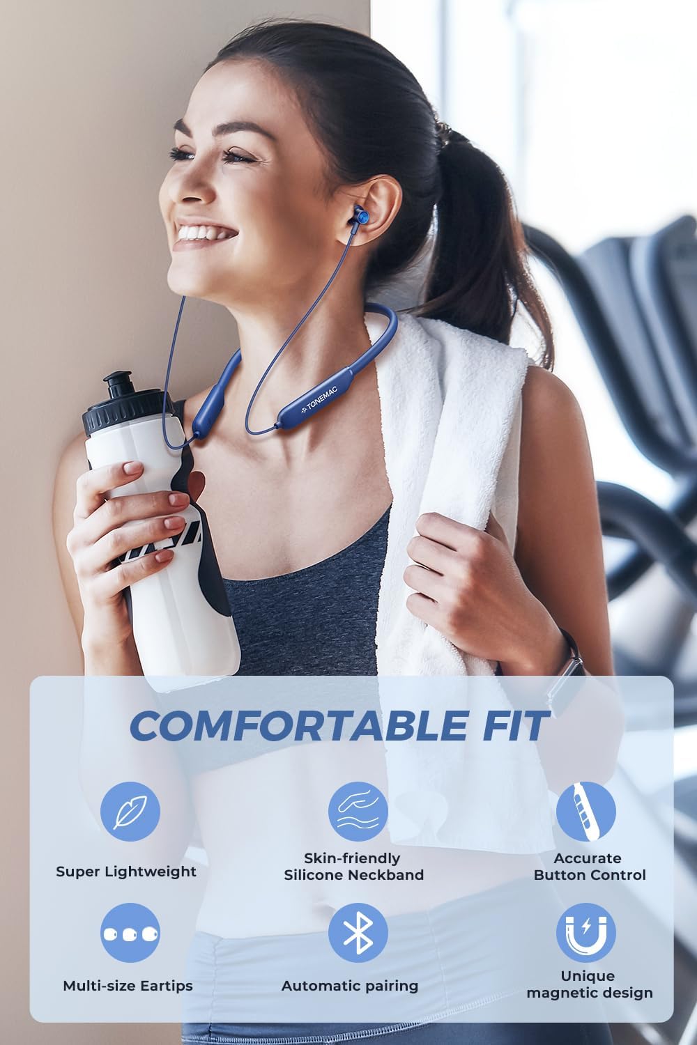 Auriculares Bluetooth N8 inalámbricos con banda magnética para el cuello, 40 horas de reproducción, IPX6 a prueba de sudor, graves profundos para