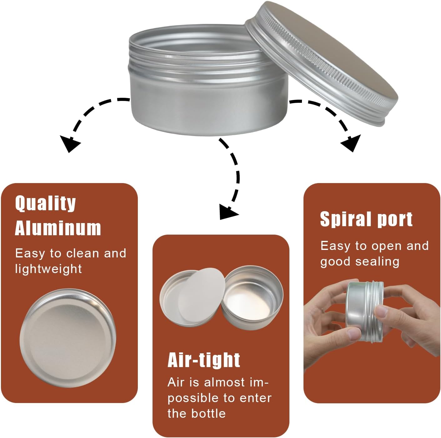Lata de aluminio de 3 onzas, paquete de 20 latas de metal para salvamento, latas de vela de 3 onzas con tapas, recipientes recargables con tapa de