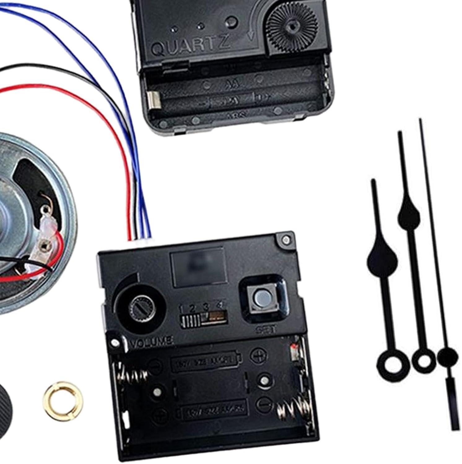 KLKCMS Mecanismo de movimiento de reloj de pared DIY con segundas manecillas de hora y minuto, piezas de repuesto para reloj de pared con campanilla