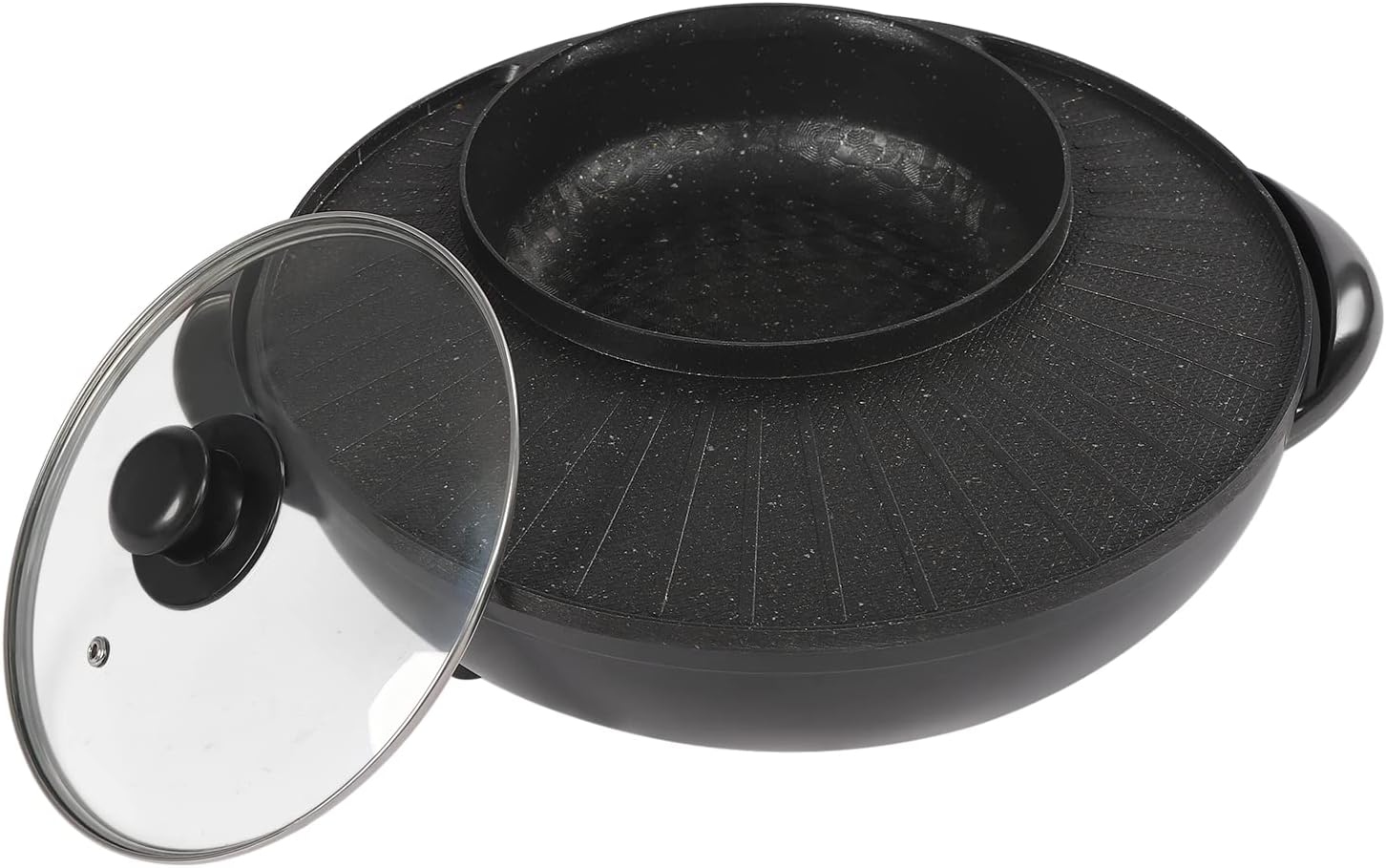 Olla caliente con parrilla 2 en 1, parrilla portátil multifuncional sin humo, combo de parrilla eléctrica para interiores, capacidad para 3-5