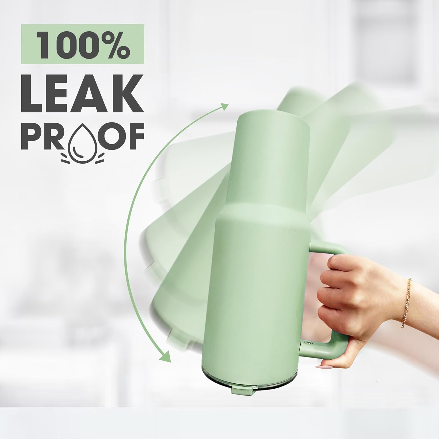 Vaso de 40 onzas con asa y tapa con pajilla, botella de agua aislada al vacío de doble pared, reutilizable, de acero inoxidable, taza de viaje, vaso