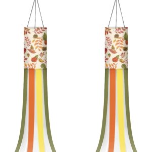 Calcetines de viento colgantes para exteriores con diseño de hojas para decoración de otoño Calcetines de viento colgantes para exteriores con diseño de hojas para decoración de otoño