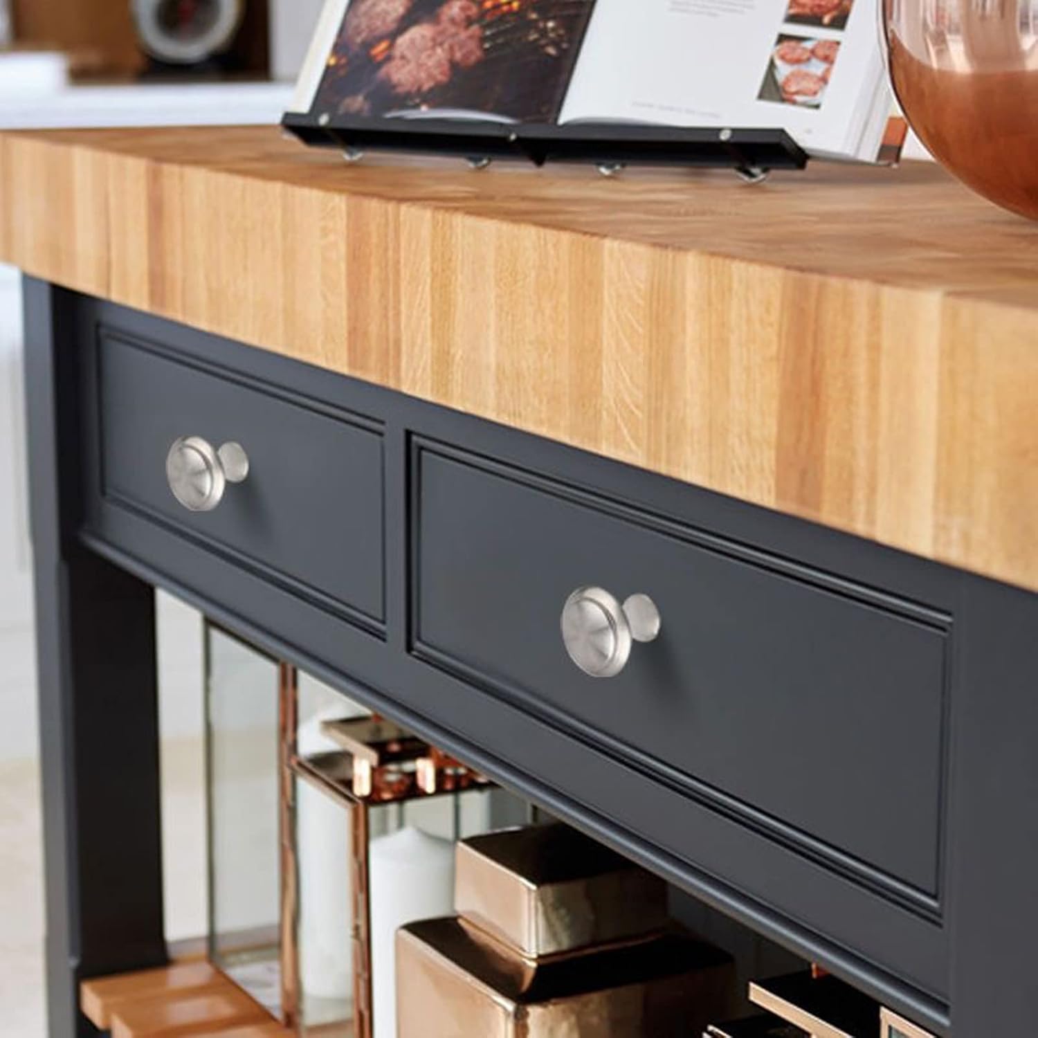 4 pomos de puerta de armario, pomo de puerta de cajón de armario para muebles de cocina, perilla de gabinete de acero inoxidable con tornillos, gris