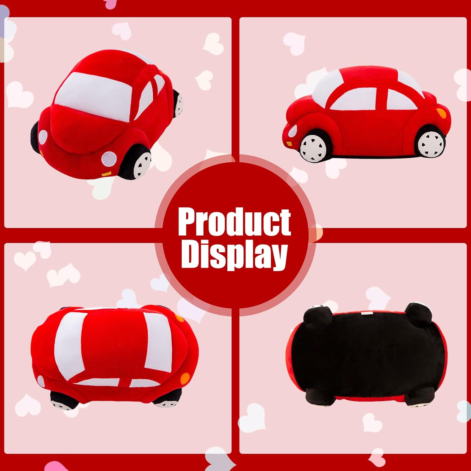 Almohada roja de peluche en forma de coche con forma de juguete lindo regalo para niños, 11.8 pulgadas