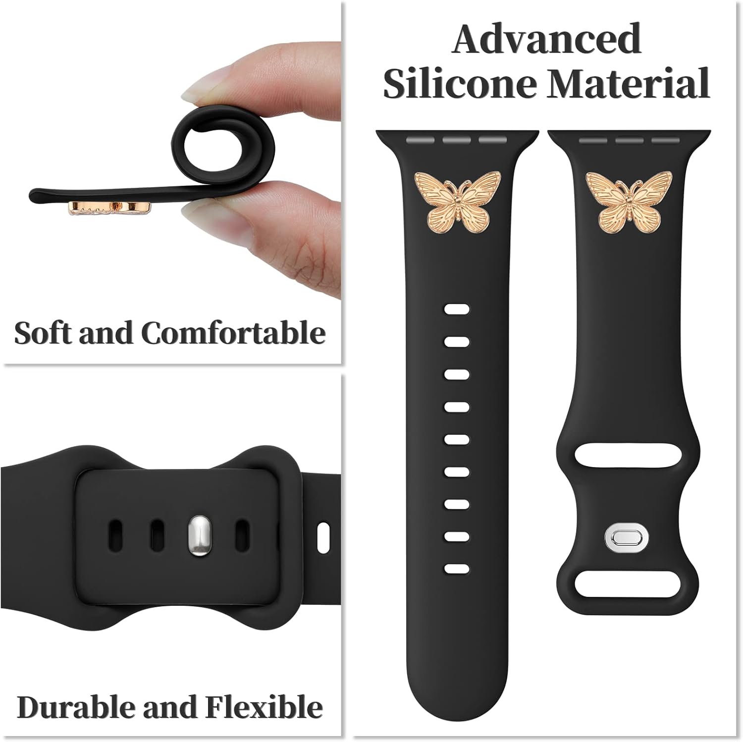 Aopigavi Correas de reloj de silicona de diseño con tachuelas compatibles con Apple Watch Band de 1.49, 1.73, 1.57, 1.77, 1.61, 1.65 y 1.73