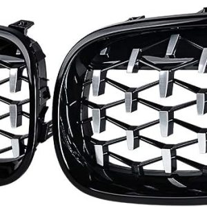 AMOPA CORP – Parrilla de riñón para parachoques delantero, 2 unidades, para pasajeros, color negro brillante, cromado, con serie 2003-2010 E60 E61 5 AMOPA CORP – Parrilla de riñón para parachoques delantero, 2 unidades, para pasajeros, color negro brillante, cromado, con serie 2003-2010 E60 E61 5