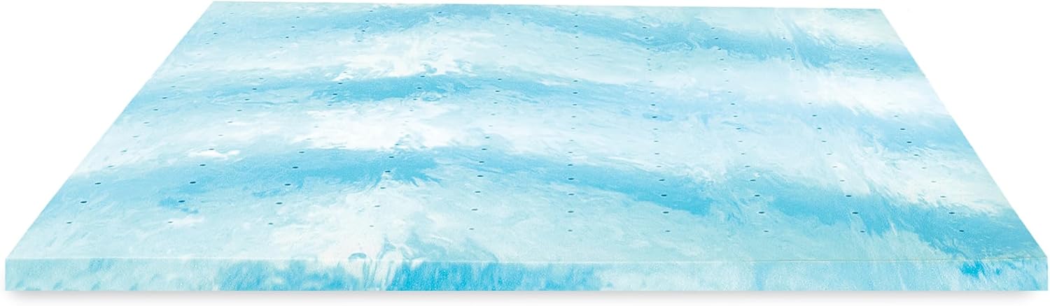 Essentials – Cubrecolchón de espuma viscoelástica de 2 pulgadas, espuma viscoelástica de gel refrescante, diseño ventilado, espuma certificada