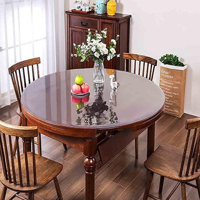 DARKAL Protector redondo de PVC transparente para mesa, mantel de plástico impermeable anticalor de 0.039 pulgadas de grosor, manteles transparentes