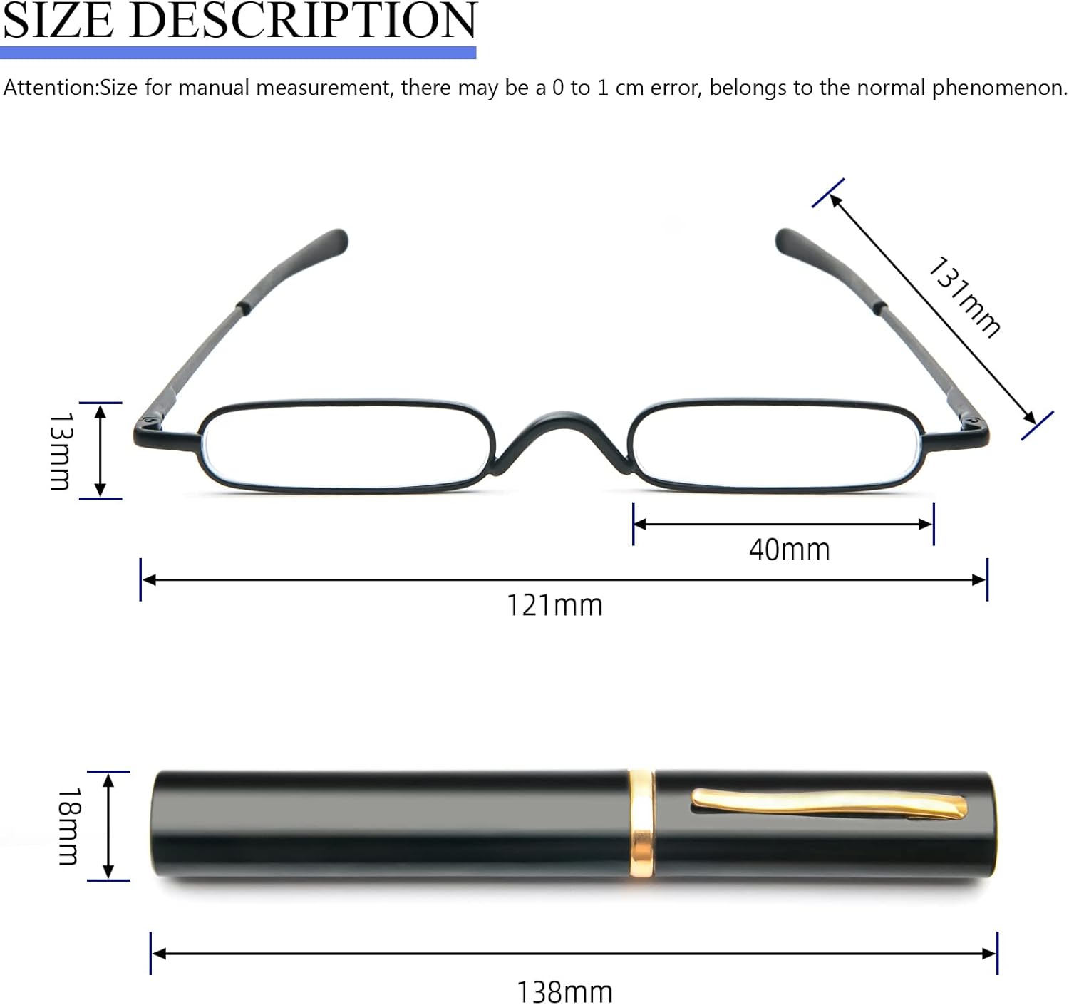 DXYXYO Mini lentes de lectura para mujeres y hombres, compactos, pequeños, de bolsillo, con estuche portátil