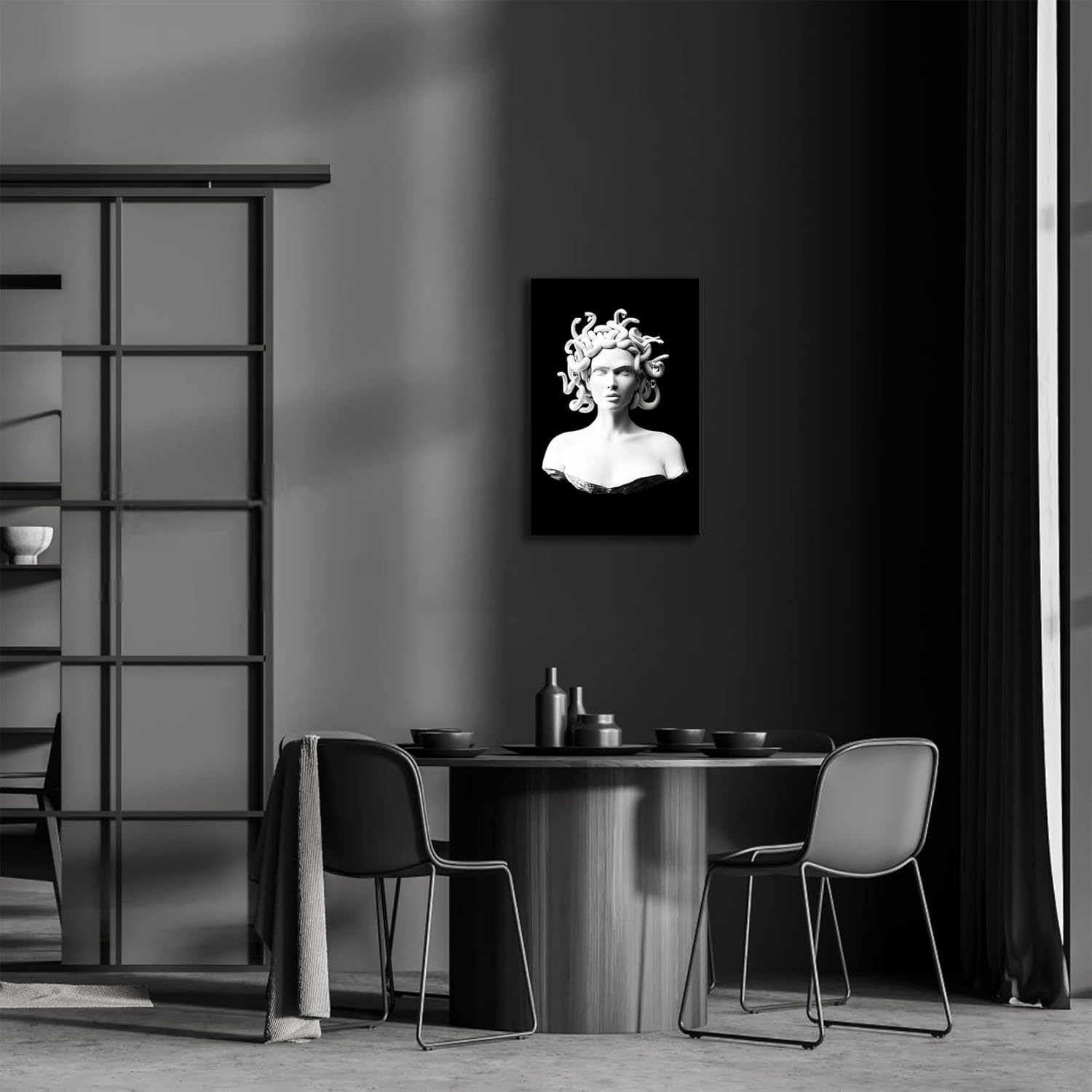 Póster vintage de Medusa con diseño estético de Medusa en blanco y negro, póster para pared, 24 x 36 pulgadas, sin marco