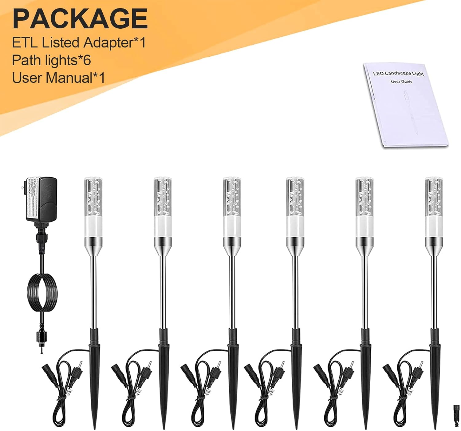 B-right Luces LED para caminos al aire libre, 6 piezas de 4.8 W, enchufe de CA de 12 V, iluminación de paisaje de bajo voltaje, 570 lúmenes,