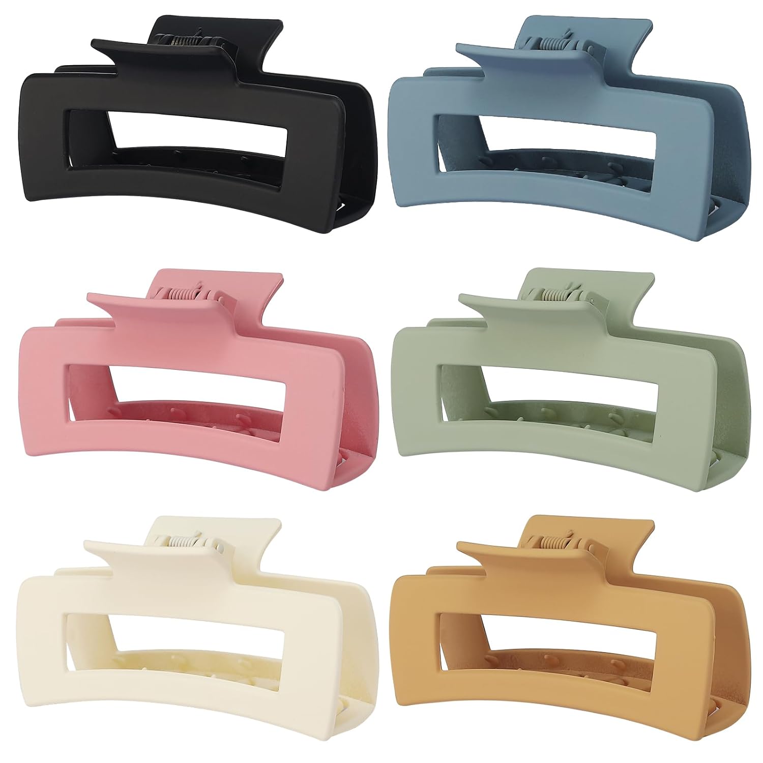 Sisiaipu Pinzas grandes para el cabello de 4 pulgadas, 6 pinzas grandes para cabello grueso, pinzas cuadradas para el cabello para mujeres, pinzas