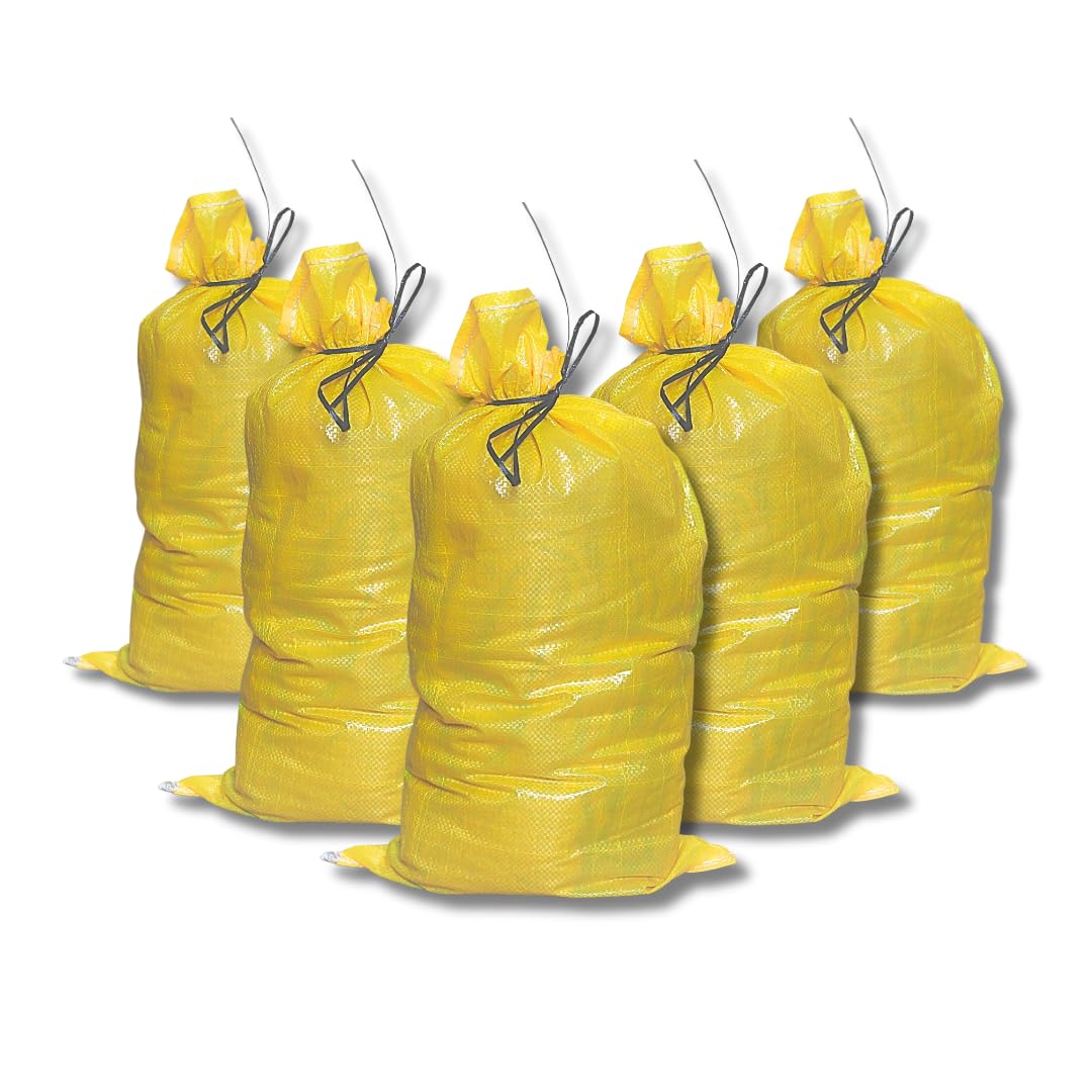 DURASACK Bolsas de arena resistentes con cuerdas de amarre, bolsas de arena de polipropileno tejidas vacías para control de inundaciones con 1600