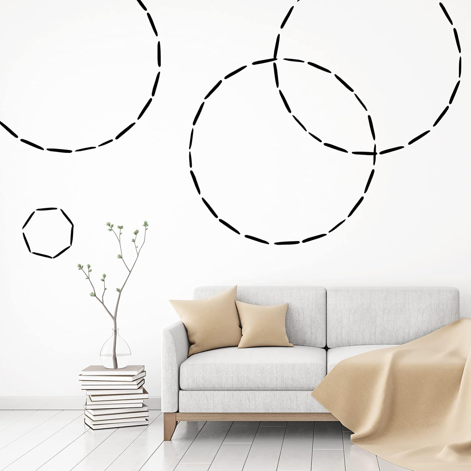 192 calcomanías de pared de línea bohemia, decoración abstracta moderna, removible, despegar y pegar, papel tapiz a rayas negras, vinilo de pared