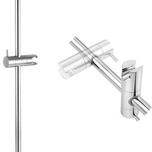Barra de soporte para cabezal de ducha de baño, barra deslizante de 26 pulgadas de montaje en pared, sin taladro, con barra de ducha de mano Barra de soporte para cabezal de ducha de baño, barra deslizante de 26 pulgadas de montaje en pared, sin taladro, con barra de ducha de mano