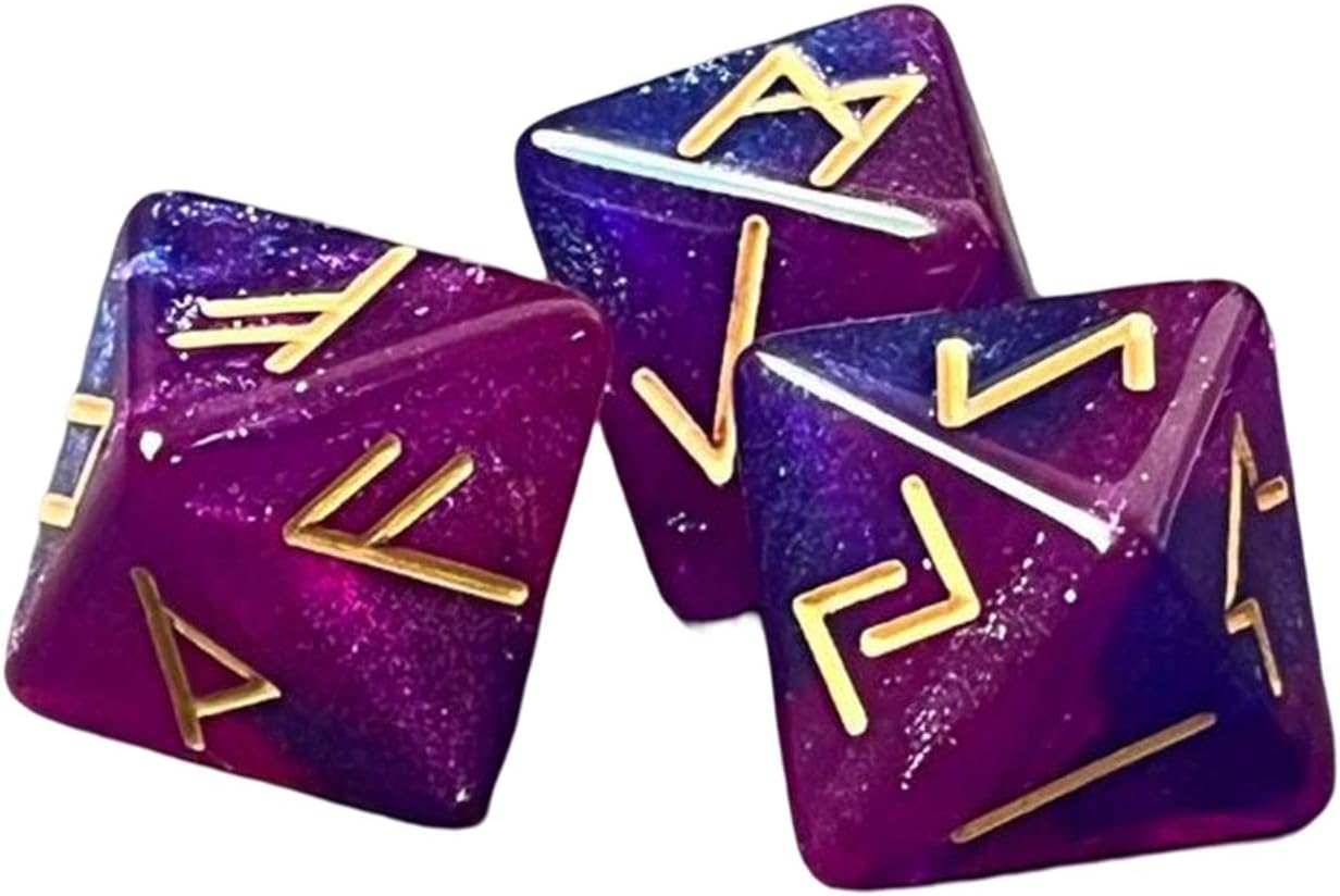 DYNWAVE Juego de 3 dados de acrílico de 12 caras, juego de mesa de dados poliédricos surtidos para juegos de rol, accesorio de adivinación, violeta