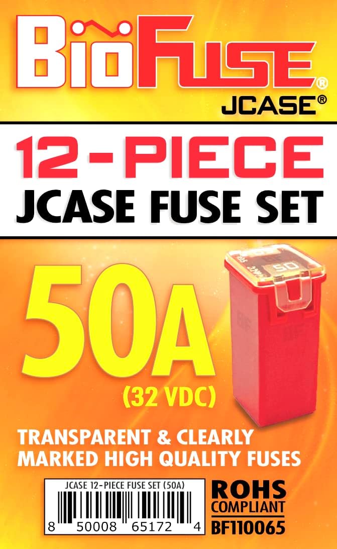 Juego de fusibles de cartucho de 12 piezas JCASE 50A. Se adapta a la mayoría Nissan, Toyota, Chrysler, Dodge, Chevy, GM y Ford