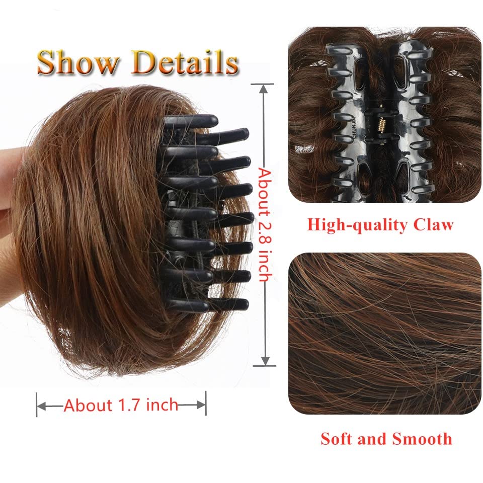 2 piezas de mini garra de pelo sintético de moño sintético desordenado en moño desordenado, extensiones de cabello para mujeres y niñas