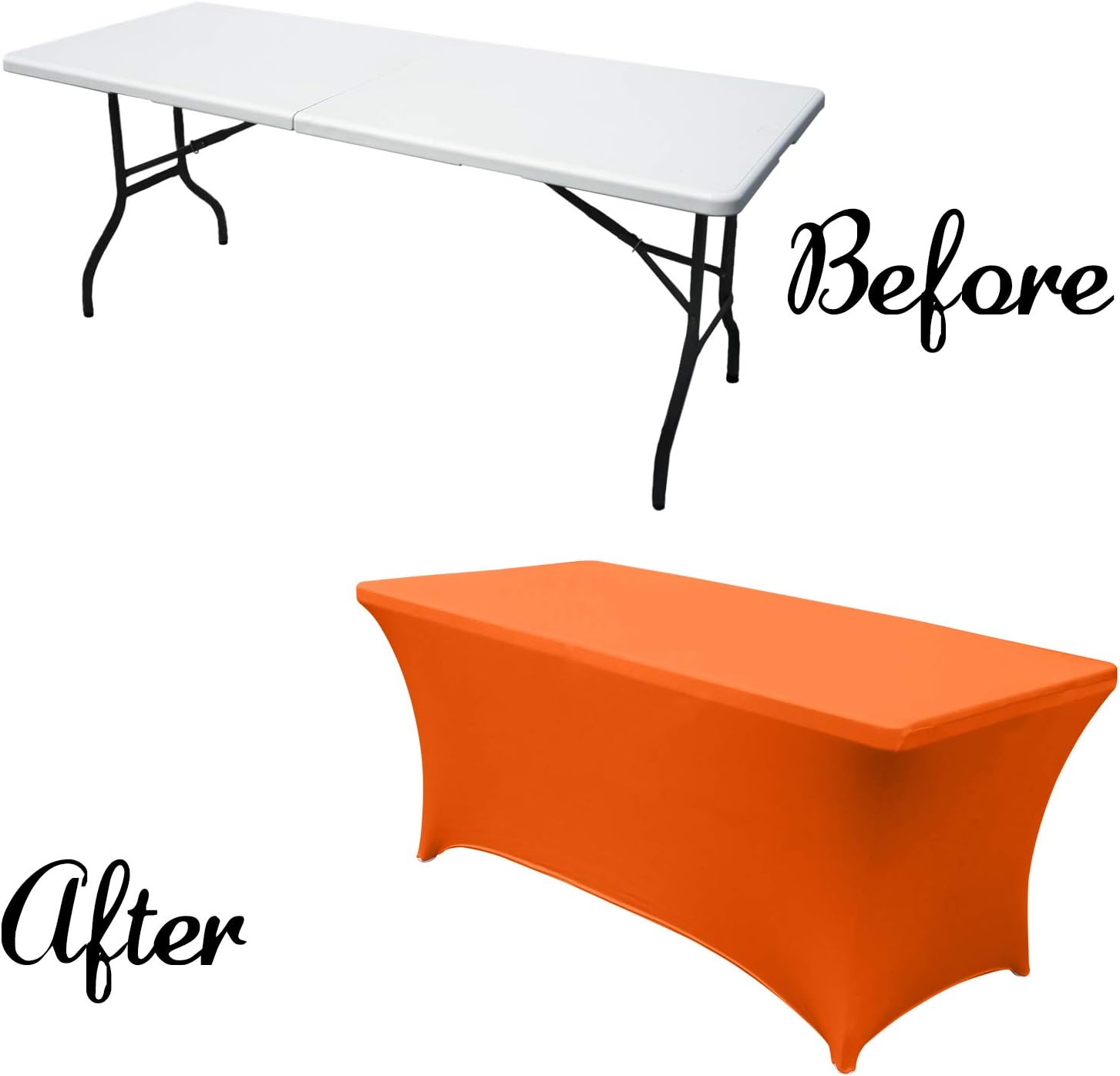 Abccanopy – Mantel de licra de 1.83 m para mesa Mantel de poliéster de más de 30 colores, de licra, elástico y decorativo, Poliéster, Anaranjado