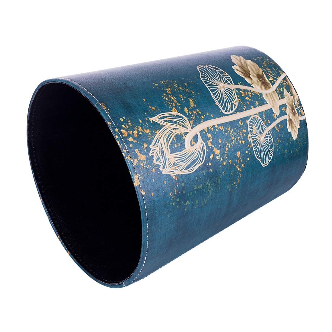 Cubo de basura de piel sintética de 10 litros2.64 galones, impermeable, decorativo, cesta de papel para el hogar, oficina, baño, Lotus