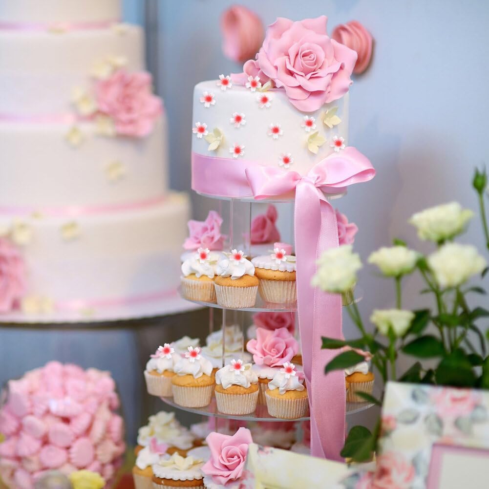 300 adornos comestibles para cupcakes de flores, papel de arroz adhesivo decorativo para cupcakes para bodas, fiestas de cumpleaños, decoración de