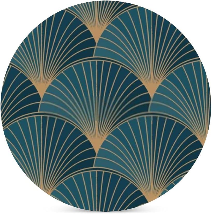 Kuizee Juego de posavasos dorados, estilo Art Deco azul, cerámica, absorbente, apartamento, cocina, habitación, bar, decoración de vasos, base