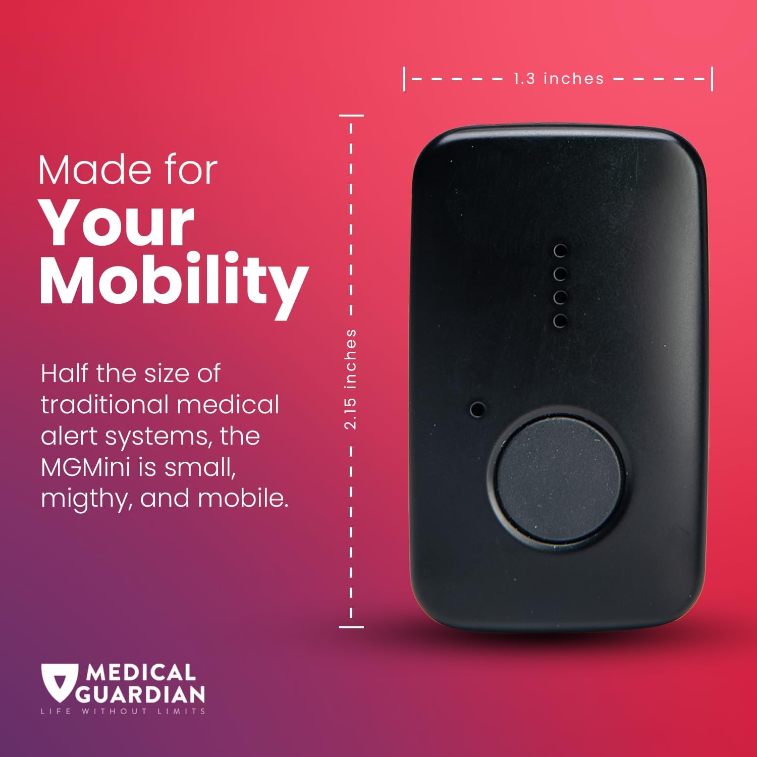 Medical Guardian MGMini – Sistemas de collar de alerta médica para personas mayores, botón de pánico rápido y confiable resistente al agua,