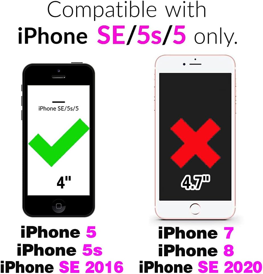 Asuwish Funda compatible con iPhone 5S 5 SE 2016 5SE y protector de pantalla de vidrio templado, tarjetero con función atril de mármol para iPhone