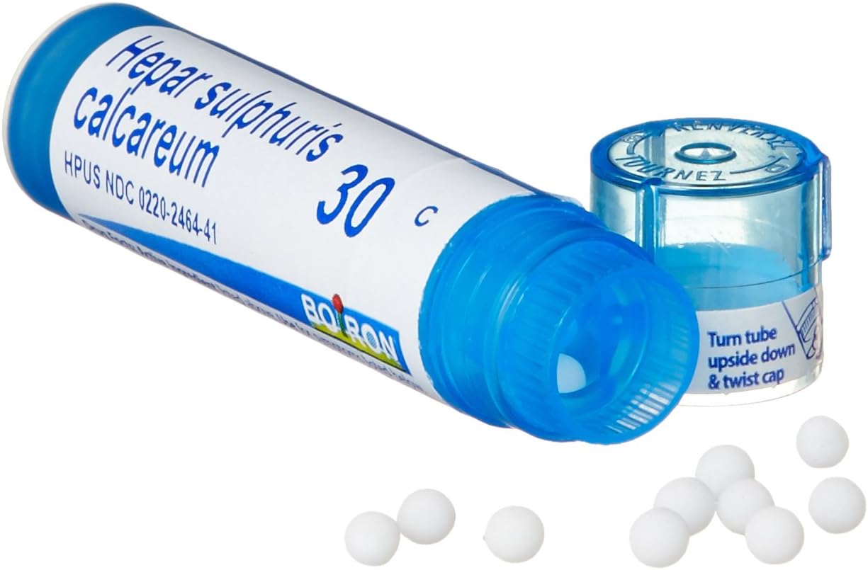 Boiron Hepar Sulphuris Calcareum 30C, medicina homeopática para la tos (paquete de 5)
