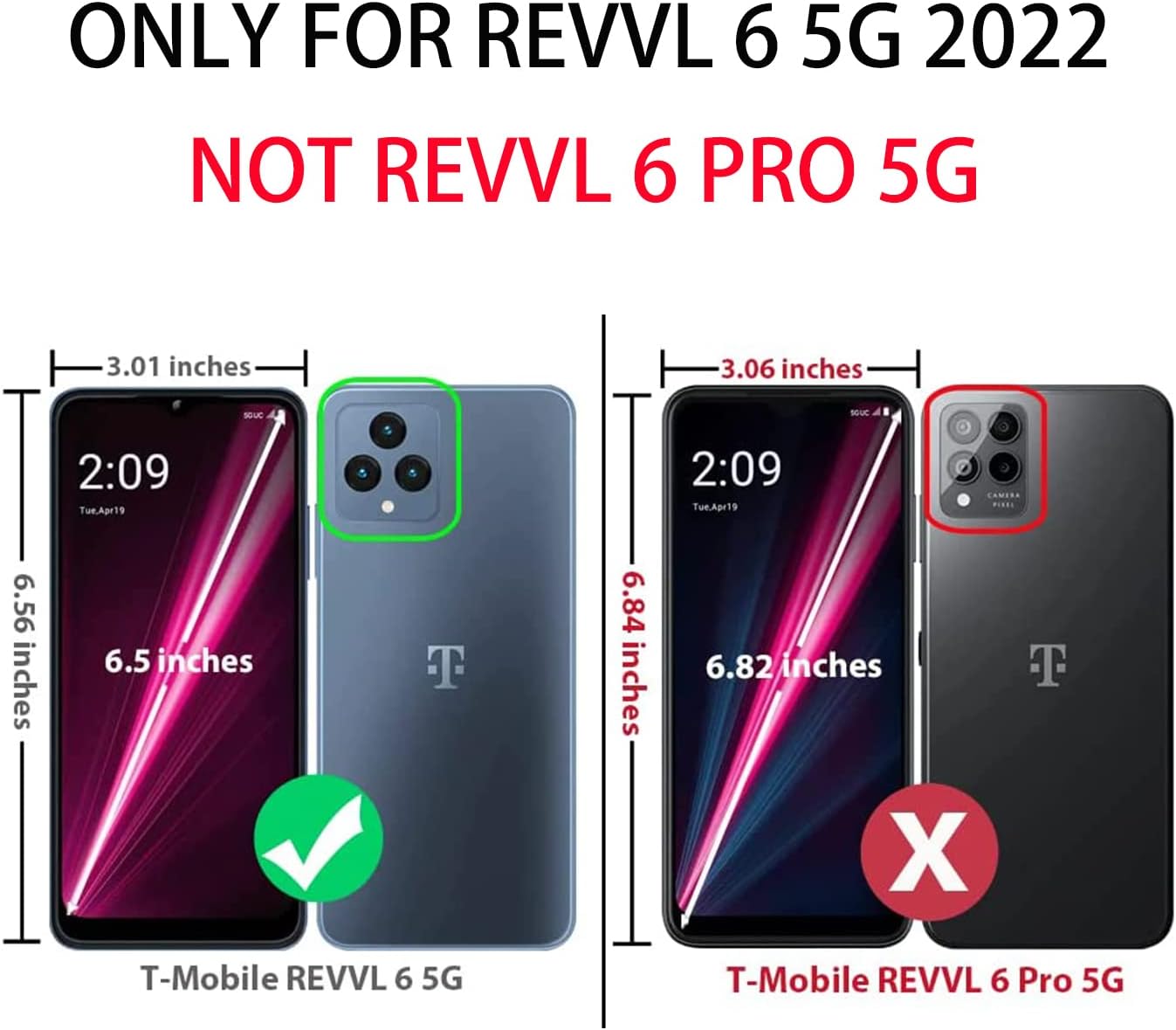 LBYZCASE T-Mobile REVVL 6 5G 6.52 pulgadas con ranuras para tarjetas, función atril con cierre magnético, cierre magnético, correa de muñeca para