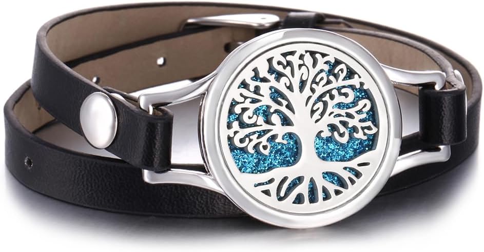 Pulsera difusora de aceites esenciales, correa de cuero negro, regalo único para mujeres, niñas en cumpleaños y Navidad, regalos económicos para