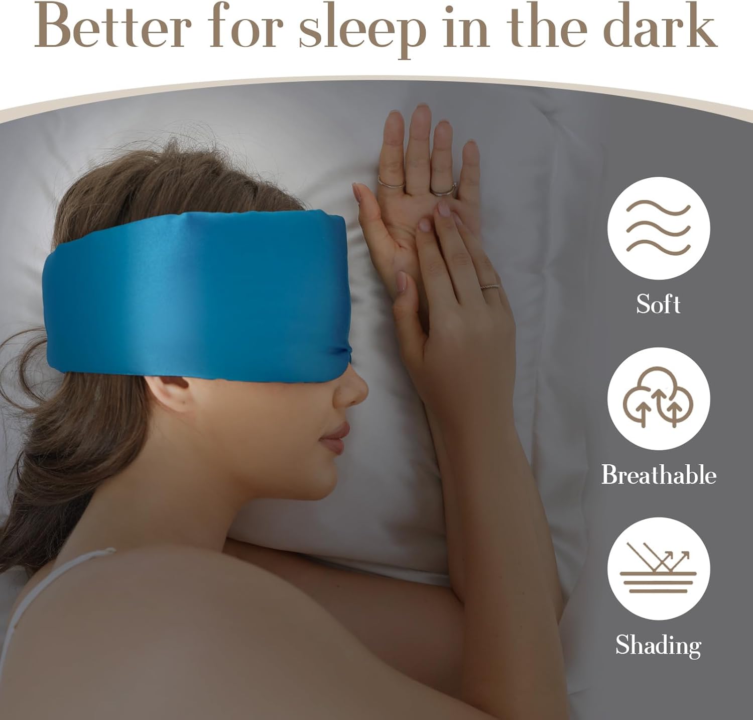 Máscara de dormir 100% seda de morera para mujeres y hombres con banda ajustable, para dormir de lado, máscara opaca para dormir de lado, para
