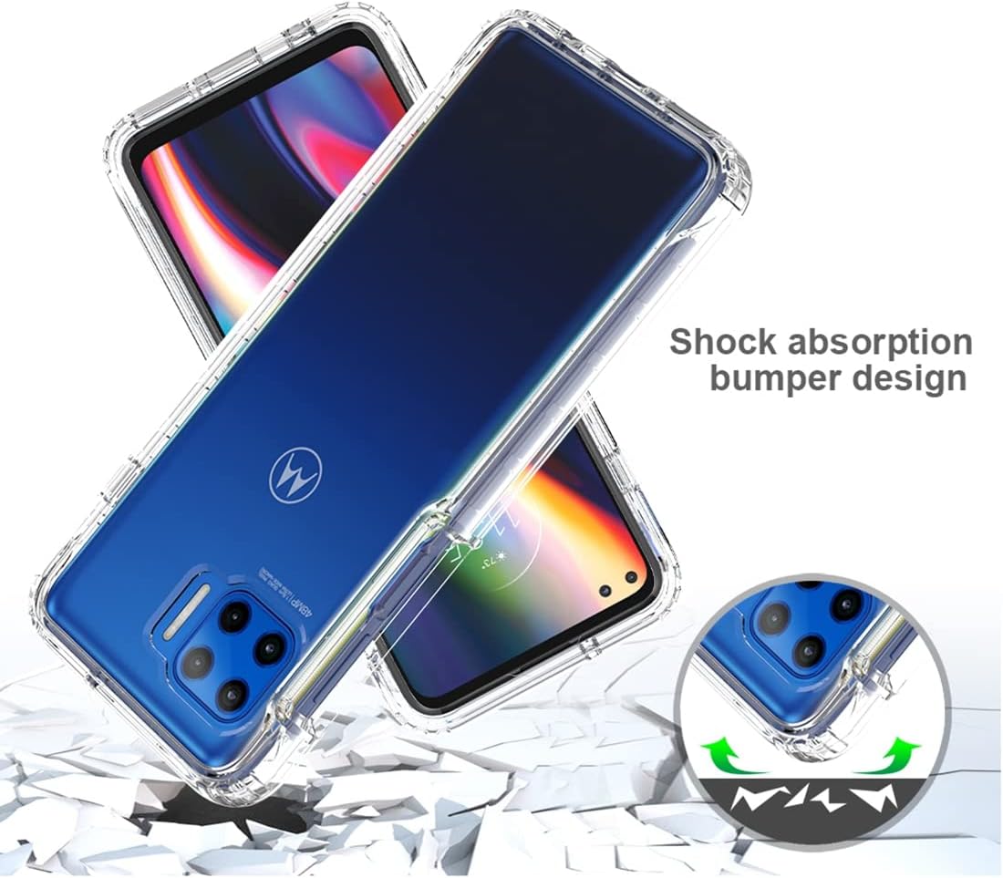 Funda para Moto G 5G PlusOne 5G UW XT2075 con protector de pantalla de vidrio templado, carcasa protectora de cuerpo completo transparente de