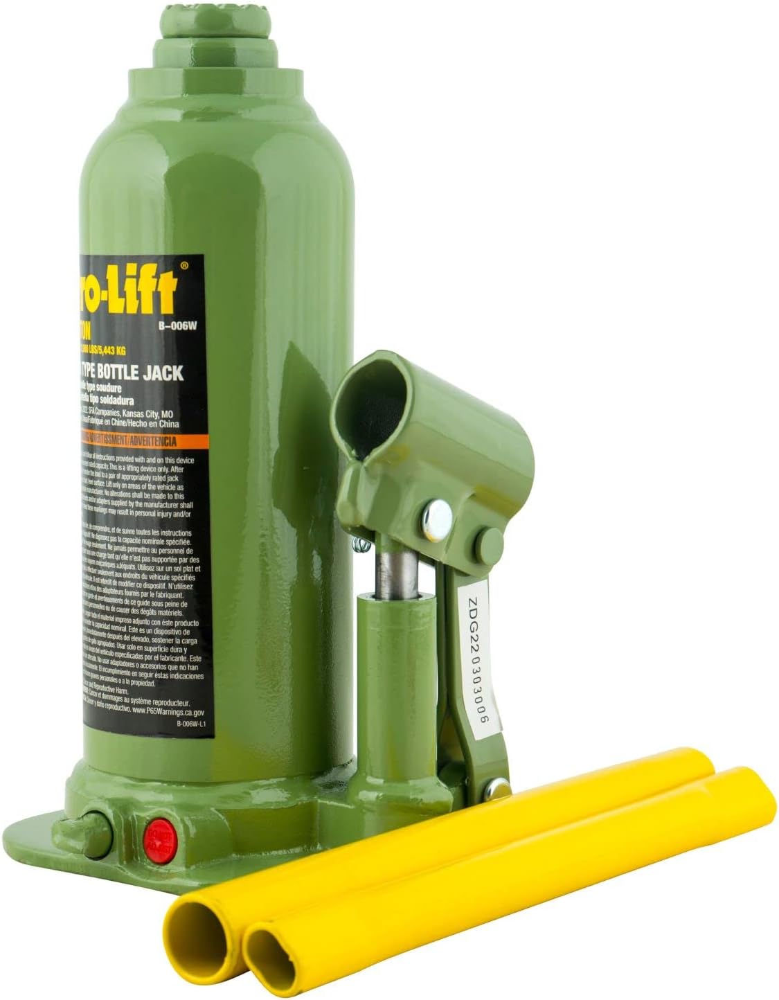 Pro-Lift Gato de botella soldado con autógena 4 toneladas – (8,000 libras) de elevación hidráulica con bomba lateral Mango de dos piezas