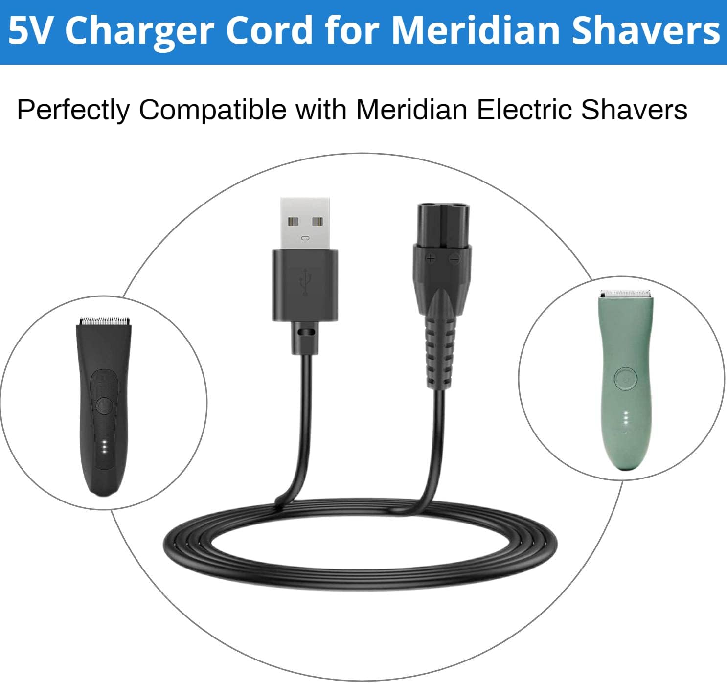 YANZHI Cargador para Meridian TrimmerShaver 5V USB Cable de carga Cable de carga