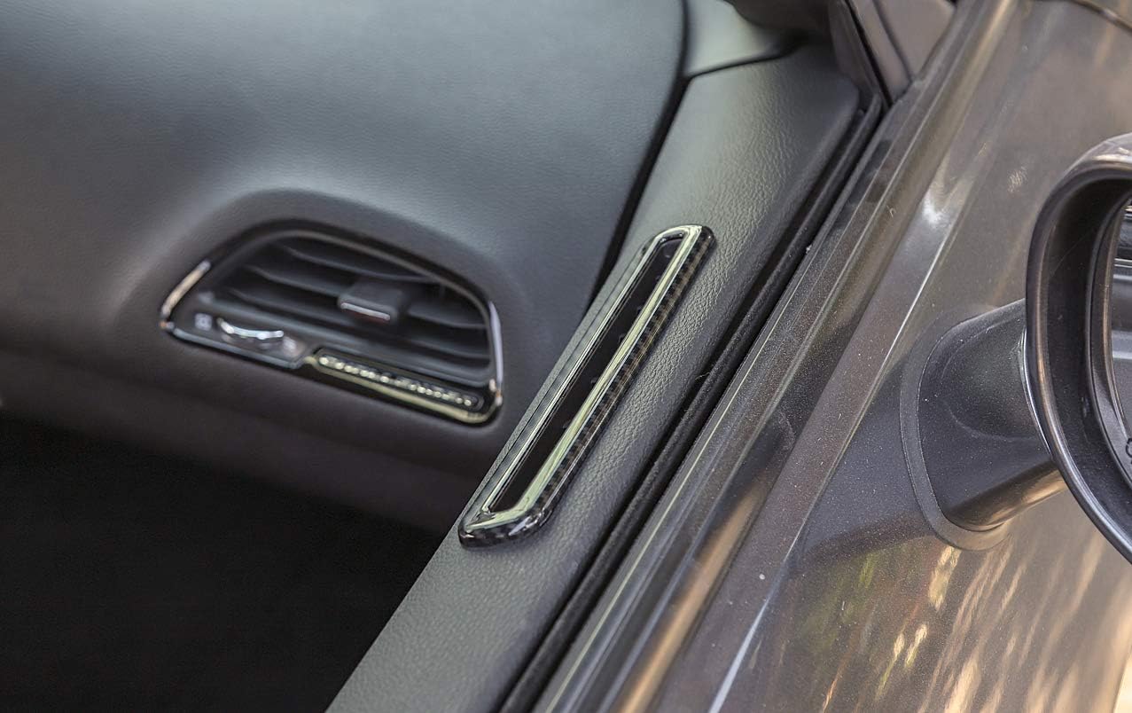 GZXinWei Cubierta de salida de salida de aire de puerta interior de fibra de carbono para Dodge Challenger 2015-2020 Adhesivo para panel interior